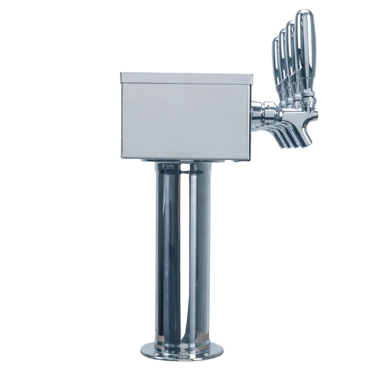 Micro Matic Torre de cerveza de barril con 4 grifos estilo “T” - Acero inoxidable pulido - Enfriada por aire