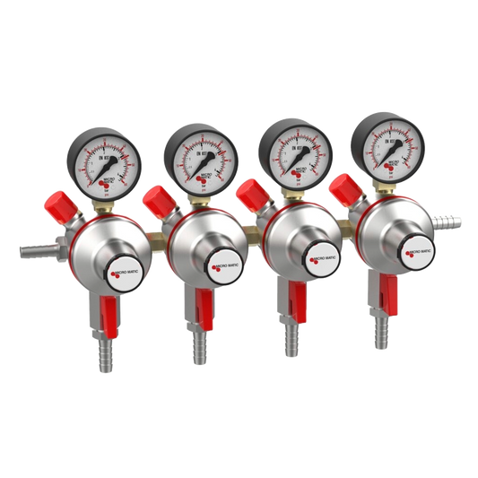 Micro Matic Regulador Secundario de cerveza Premium Plus - Baja presión - 0-60 PSI - 4 Salidas - 4 productos