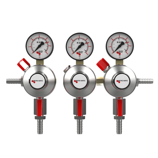 Micro Matic Regulador Secundario de cerveza Premium Plus - Baja presión - 0-60 PSI - 3 Salidas - 3 productos