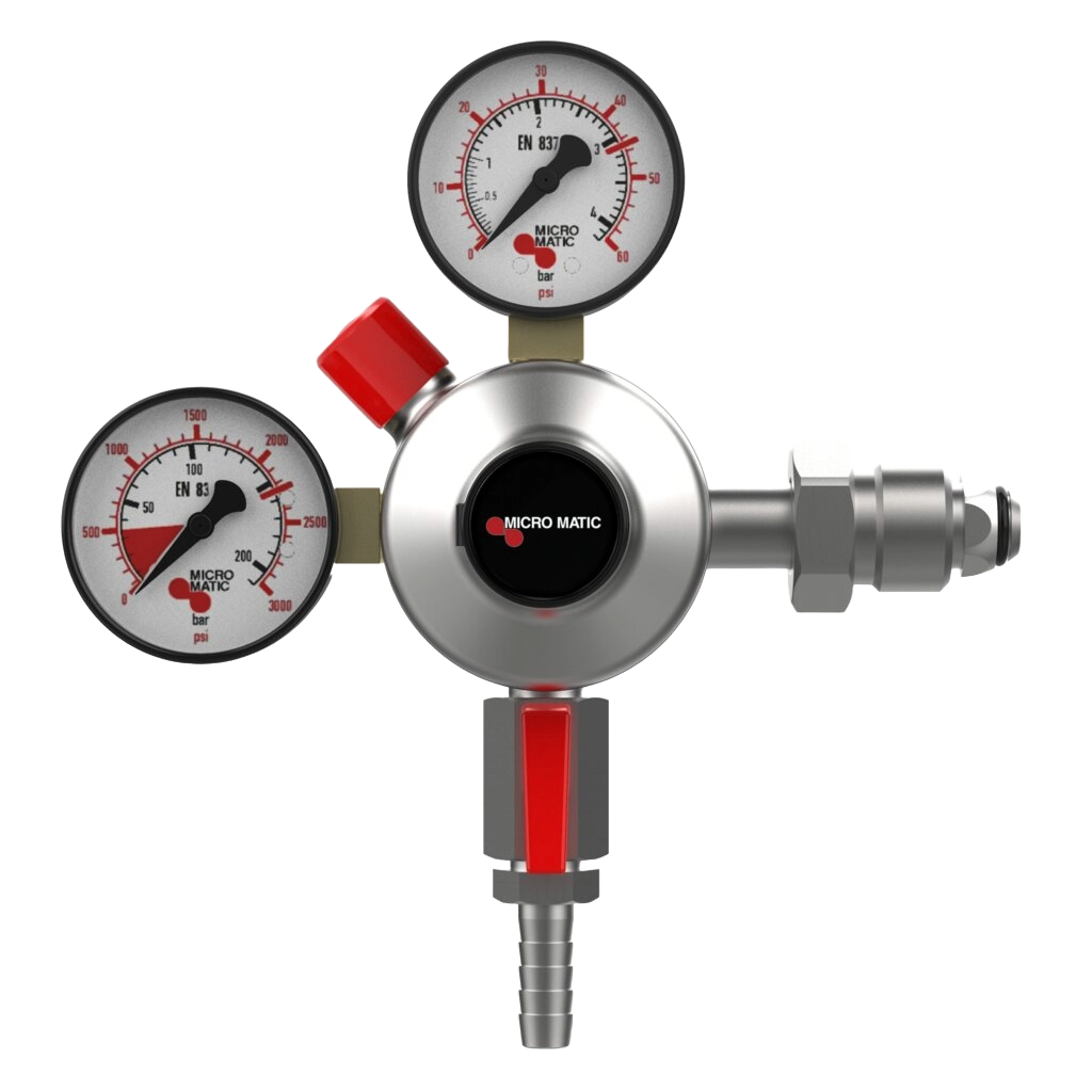 Micro Matic Regulador Primario de Nitrógeno Premium Plus de Doble Calibre - Baja presión - 0 - 60 PSI