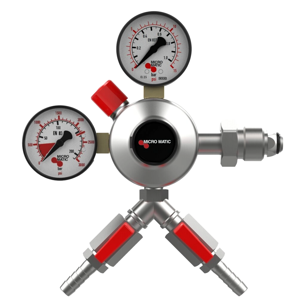 Micro Matic Regulador de Nitrógeno de Doble Calibre Premium Plus - Primario - Baja Presión - 0-60 PSI