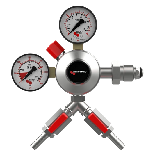 Micro Matic Regulador de Nitrógeno de Doble Calibre Premium Plus - Primario - Baja Presión - 0-60 PSI