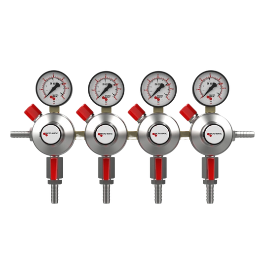Micro Matic Regulador Secundario de cerveza Premium Plus - Baja presión - 0-60 PSI - 4 Salidas - 4 productos