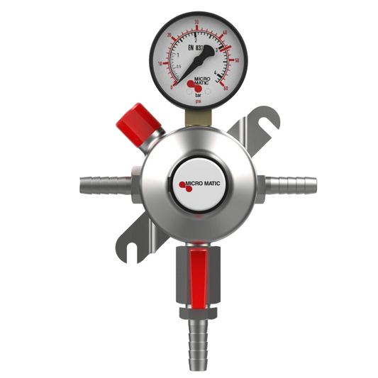 Micro Matic Regulador Premium Secundario de Baja presion 0 - 60 PSI con 1 indicador y 1 Producto de paso